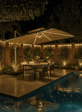 Ombrelone Guarda Sol Gold Led Alumínio C/ Base 130 L