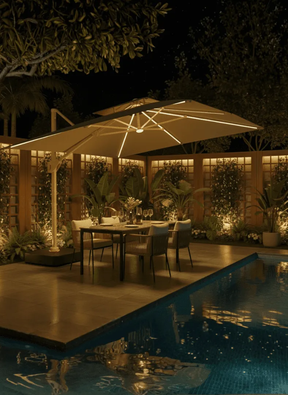 Ombrelone Guarda Sol Gold Led Alumínio C/ Base 130 L