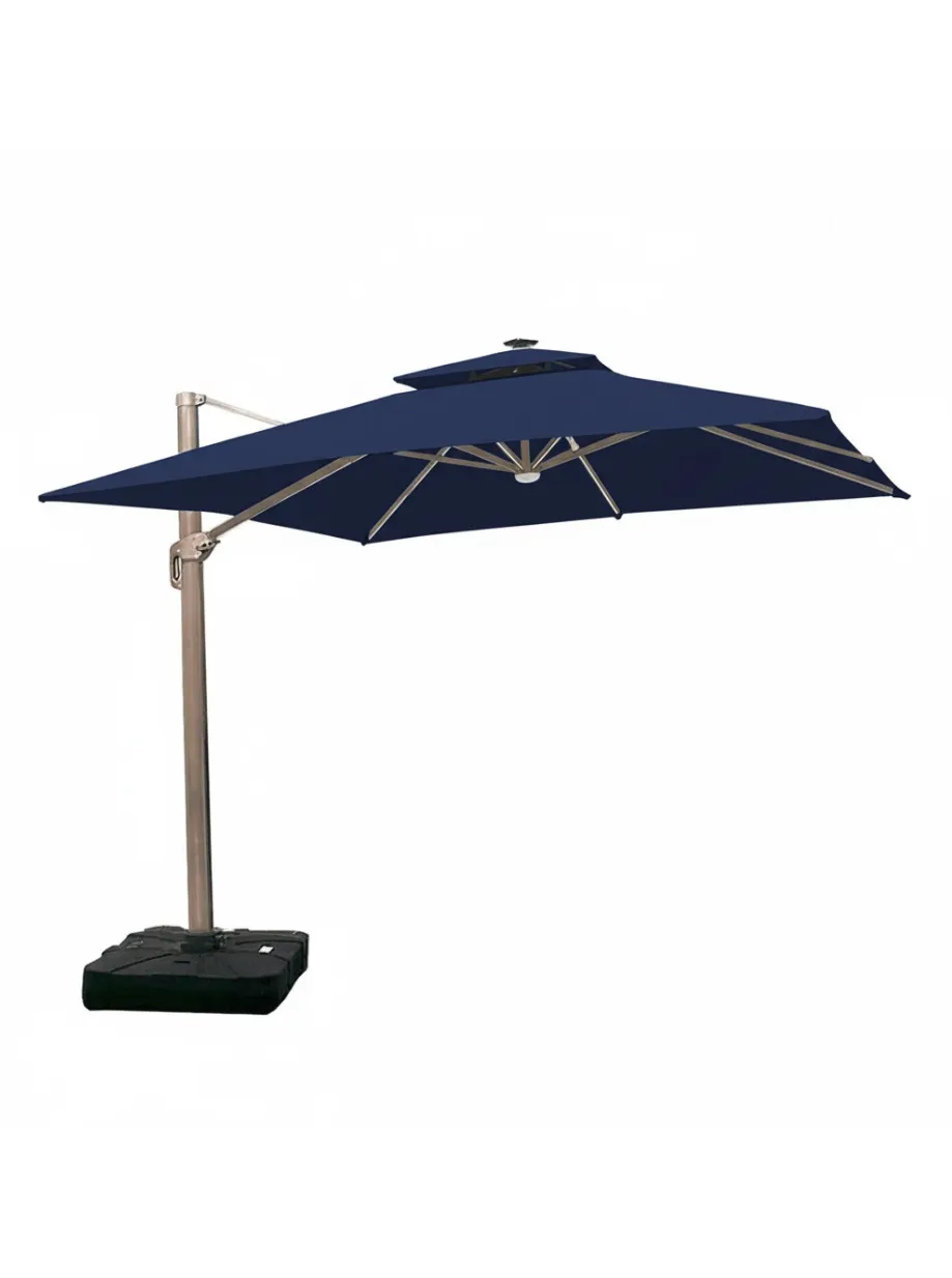 Ombrelone Guarda Sol Gold Led Alumínio C/ Base 130 L