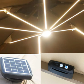 Ombrelone Guarda Sol Gold Led Alumínio C/ Base 130 L