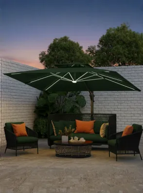 Ombrelone Guarda Sol Gold Led Alumínio C/ Base 130 L